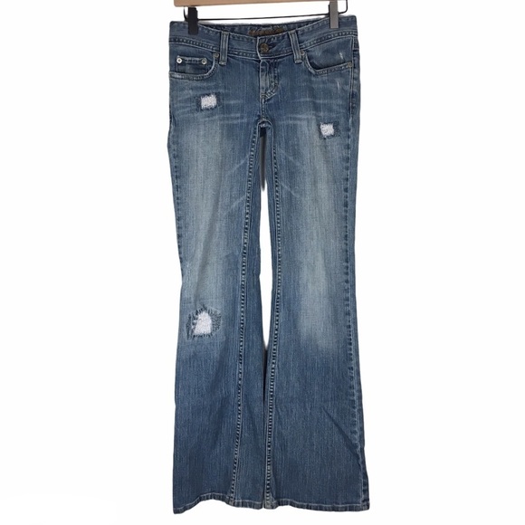 AMERICAN EAGLE OUTFITTERS Jeans Bootcut Stretch Denim Distressed Size 0 Regular - Picture 1 of 11